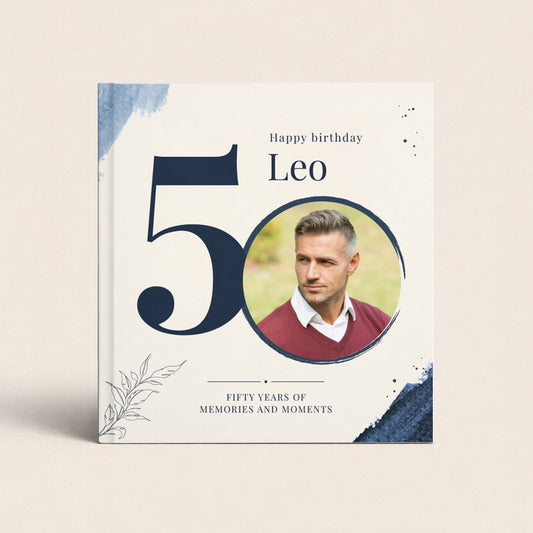 Фото книга за 50 години юбилей - синьо